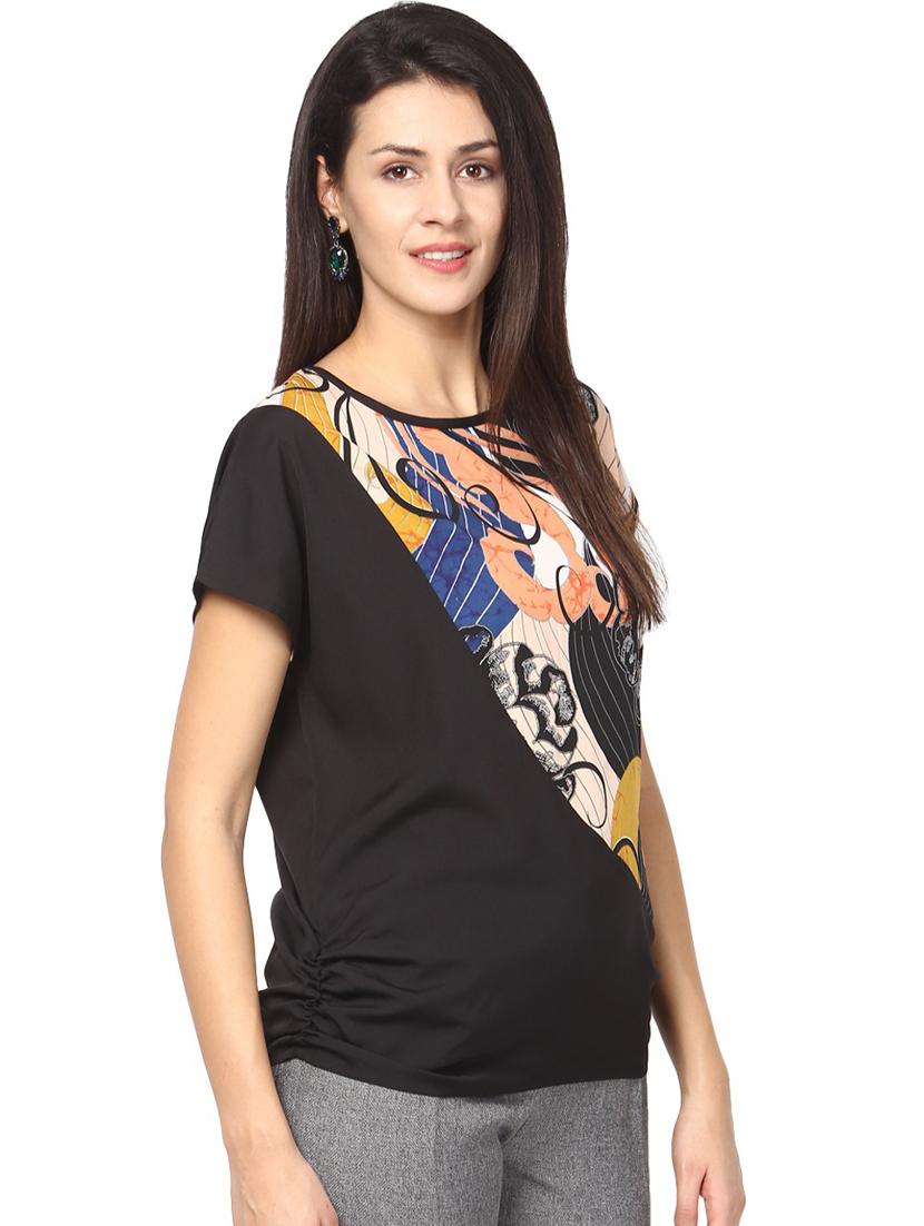 round neck printed regular top - 18408906 - Standard Image - 2