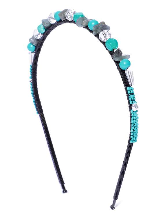 turquoise & multi mosaic metal hair band