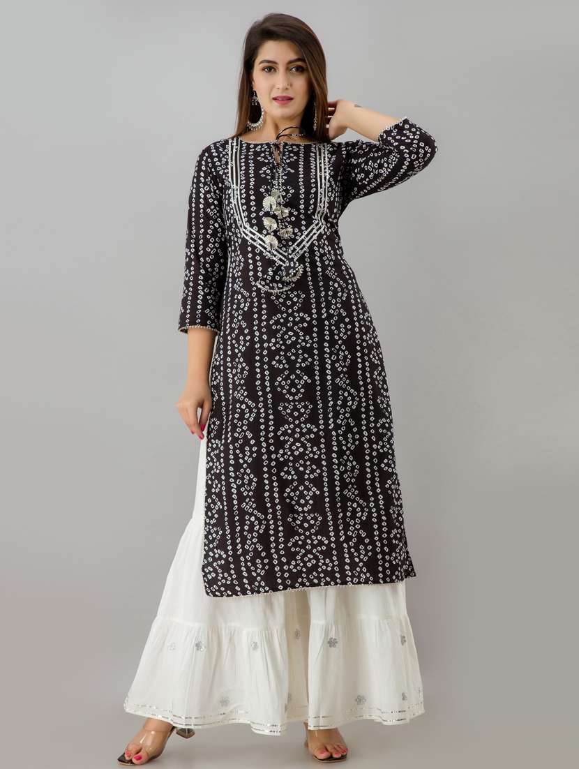 black cotton kurta sharara  set