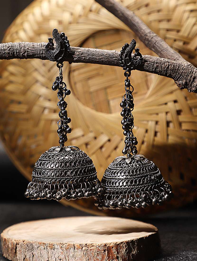 silver metal jhumka earring