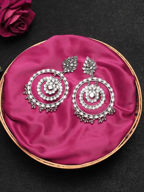 silver metal chandballi earring - 18409413 - Standard Image - 0