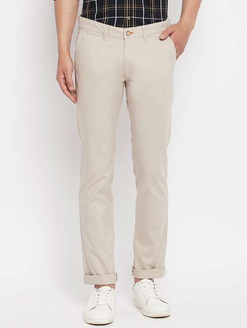 white solid flat front casual trouser - 18409460 -  Standard Image - 0