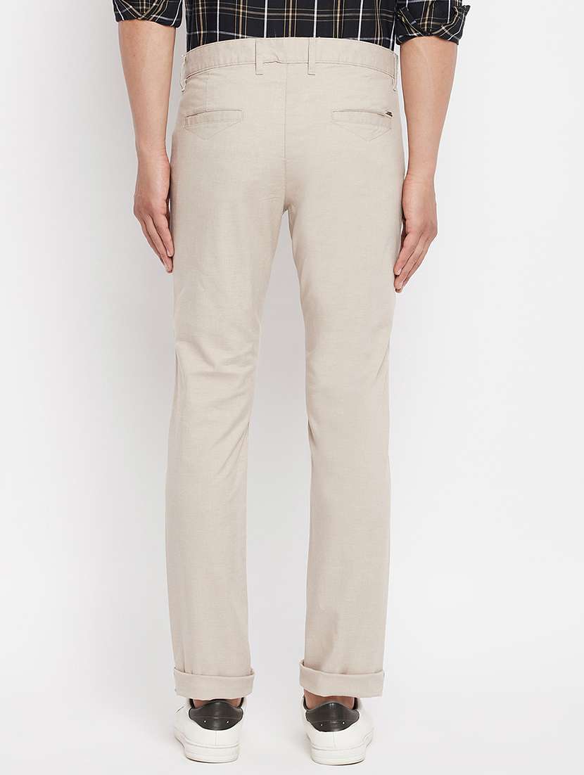 white solid flat front casual trouser - 18409460 -  Standard Image - 2
