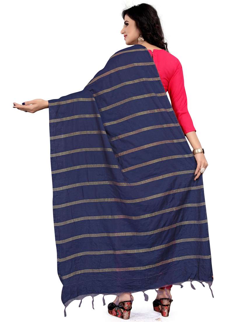 blue woven striped dupatta with fringes - 18409810 -  Standard Image - 2