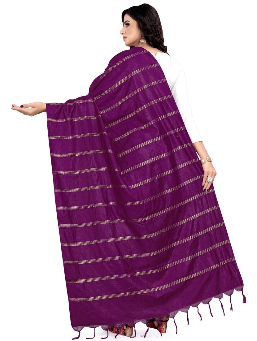 purple cotton blend dupatta - 18409816 -  Standard Image - 2