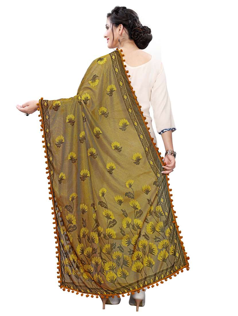 mustard poly silk dupatta - 18409827 -  Standard Image - 2