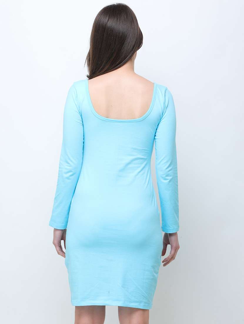 long sleeved solid straight dress - 18410102 -  Standard Image - 2