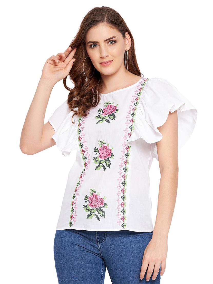 women's straight round neck top