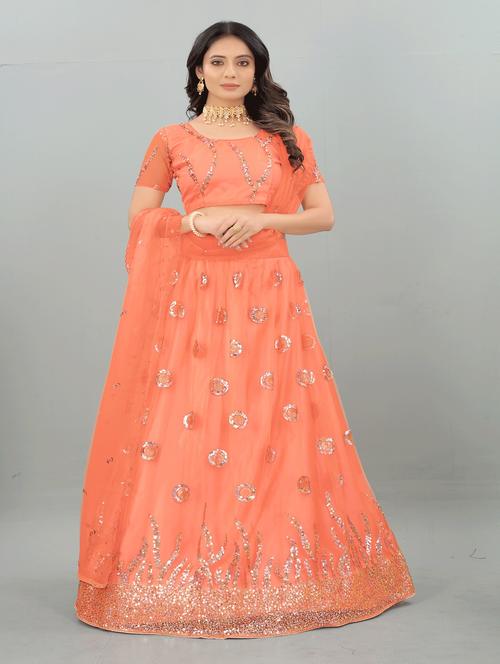embroidered a-line lehenga - 18411106 -  Standard Image - 0