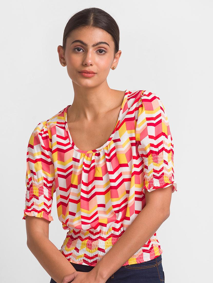 women's blouson round neck top - 18411427 - Zoom Image - 0