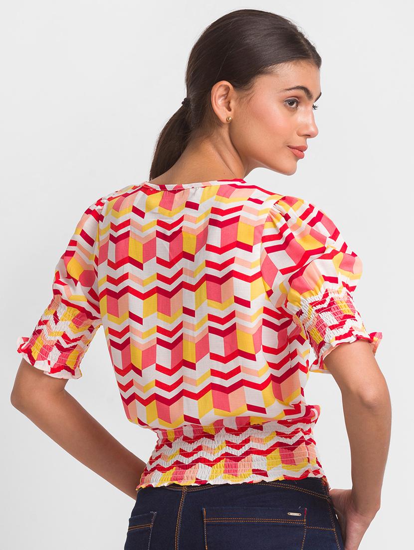 women's blouson round neck top - 18411427 - Standard Image - 2