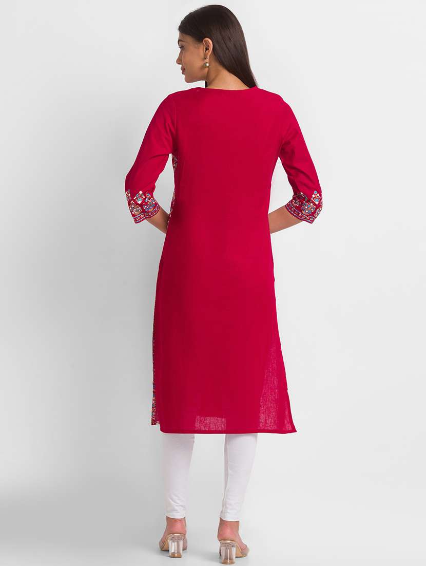 women's straight kurta - 18411437 - Standard Image - 2