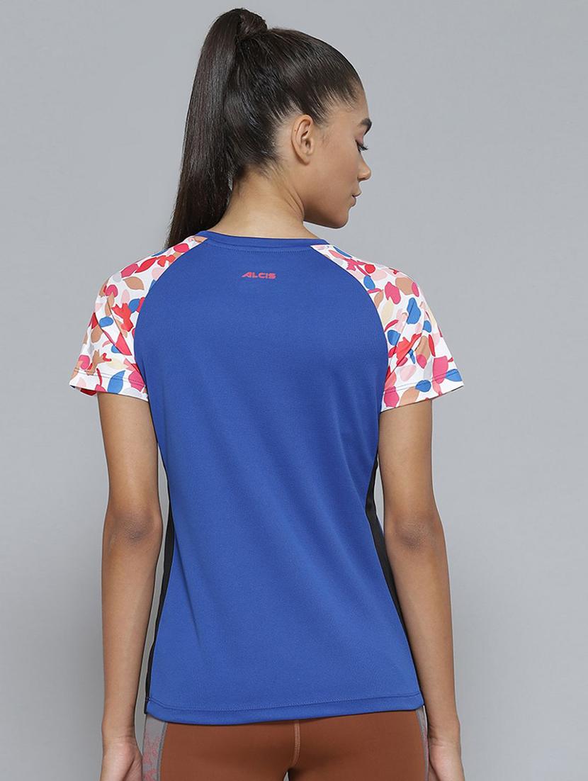 blue color block regular tee - 18411485 - Standard Image - 2