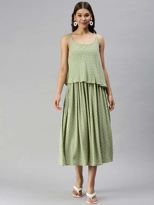 green polka dots maxi dress - 18411549 - Standard Image - 0