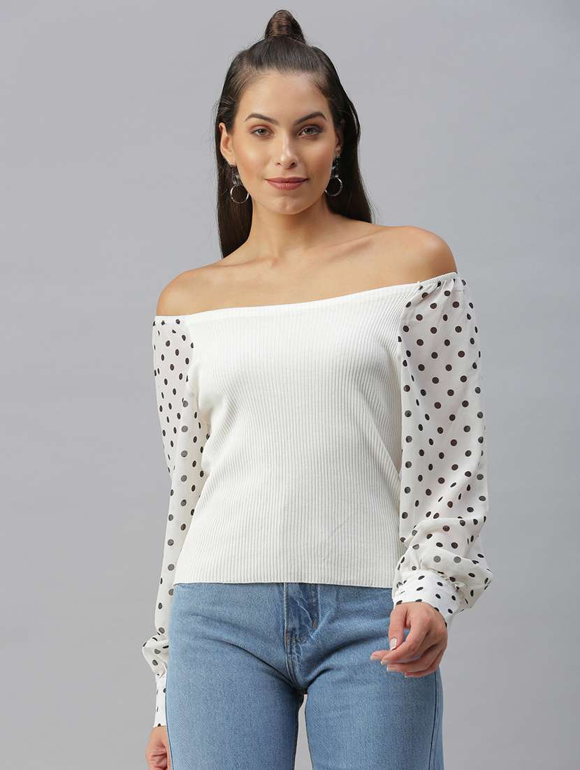 off shoulder polka dots regular top
