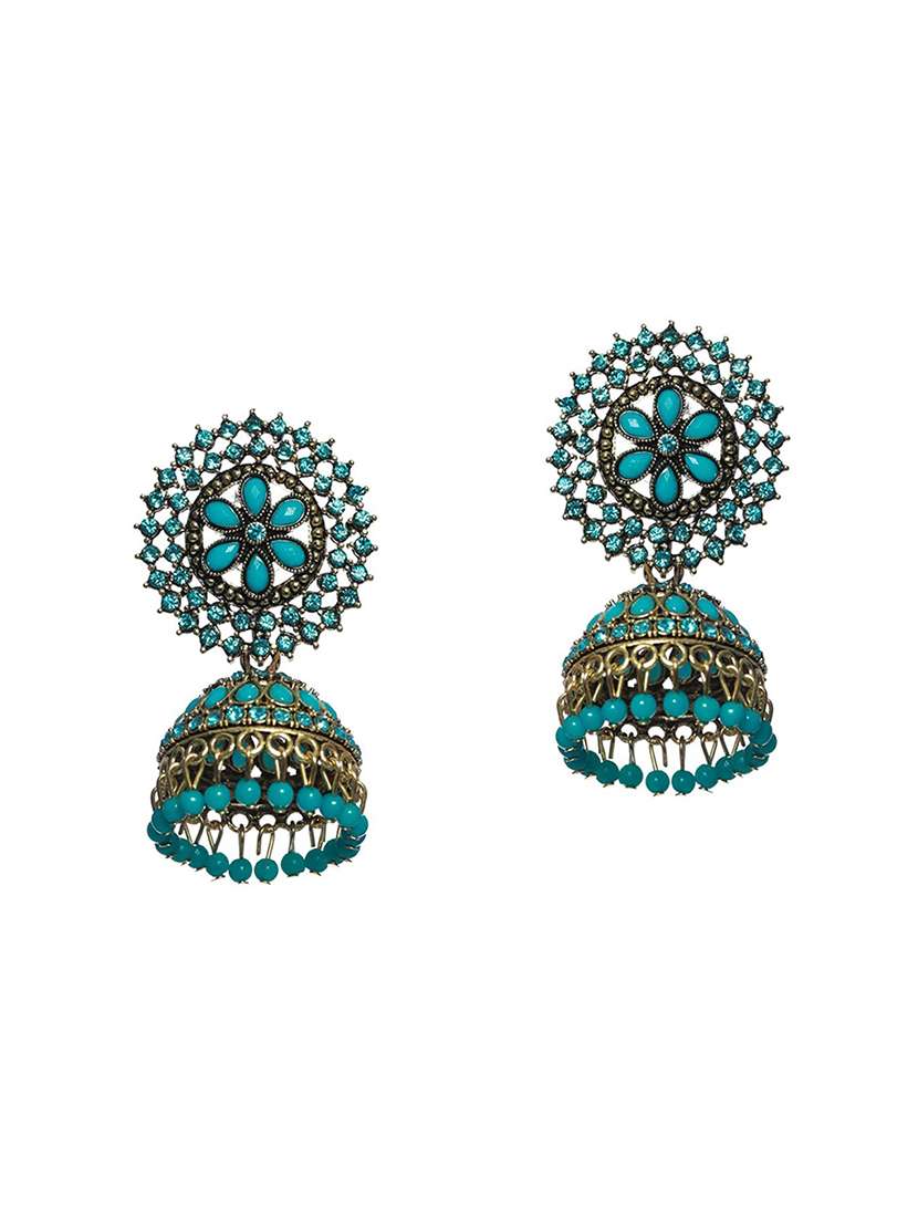 blue metal jhumka earring