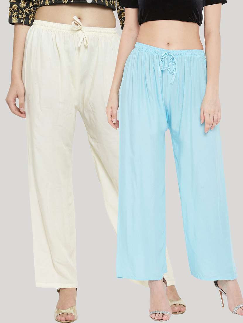 set of 2 pcs solid palazzo