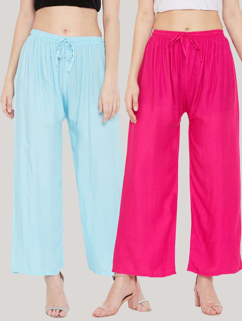 set of 2 pcs solid palazzo