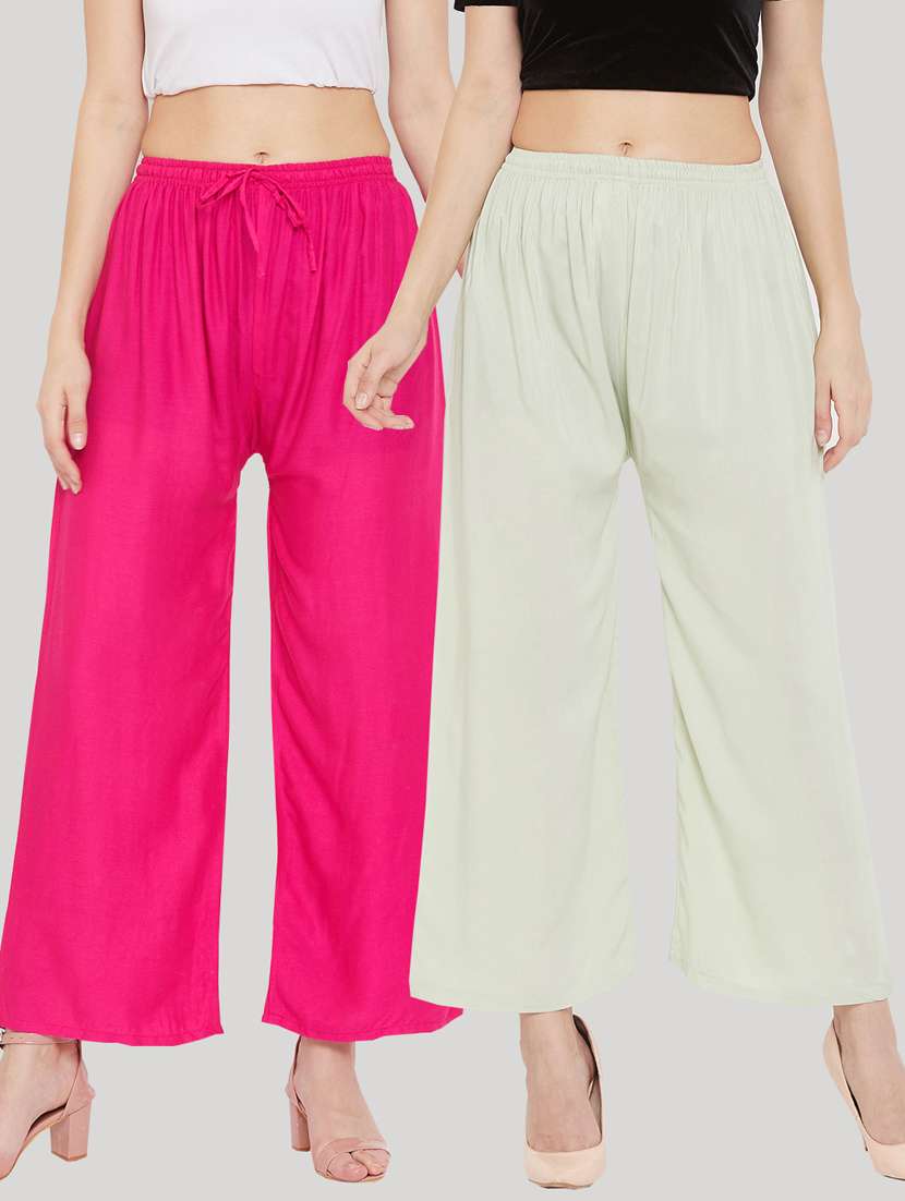set of 2 pcs solid palazzo