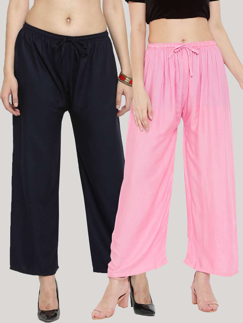 set of 2 pcs solid palazzo