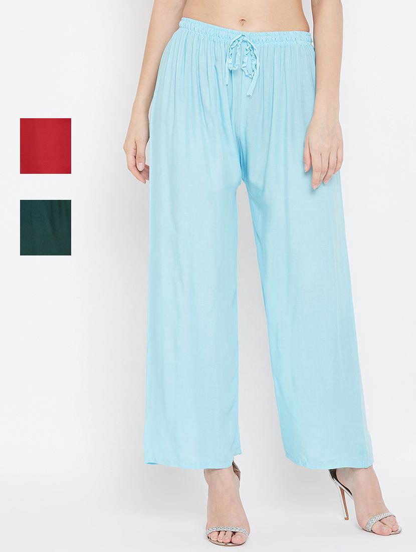set of 3 pcs solid palazzo - 18412048 -  Zoom Image - 0