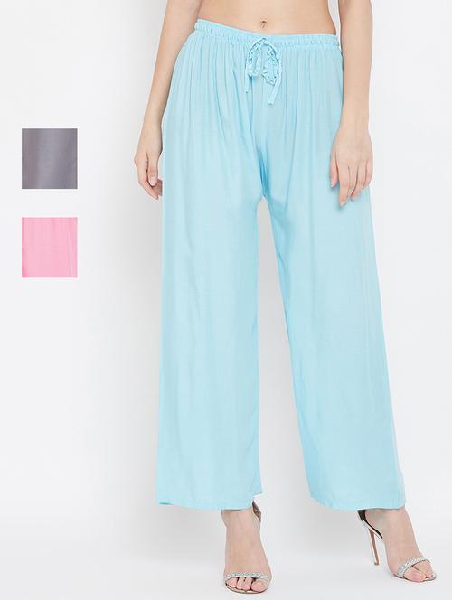 set of 3 pcs solid palazzo - 18412054 - Standard Image - 0