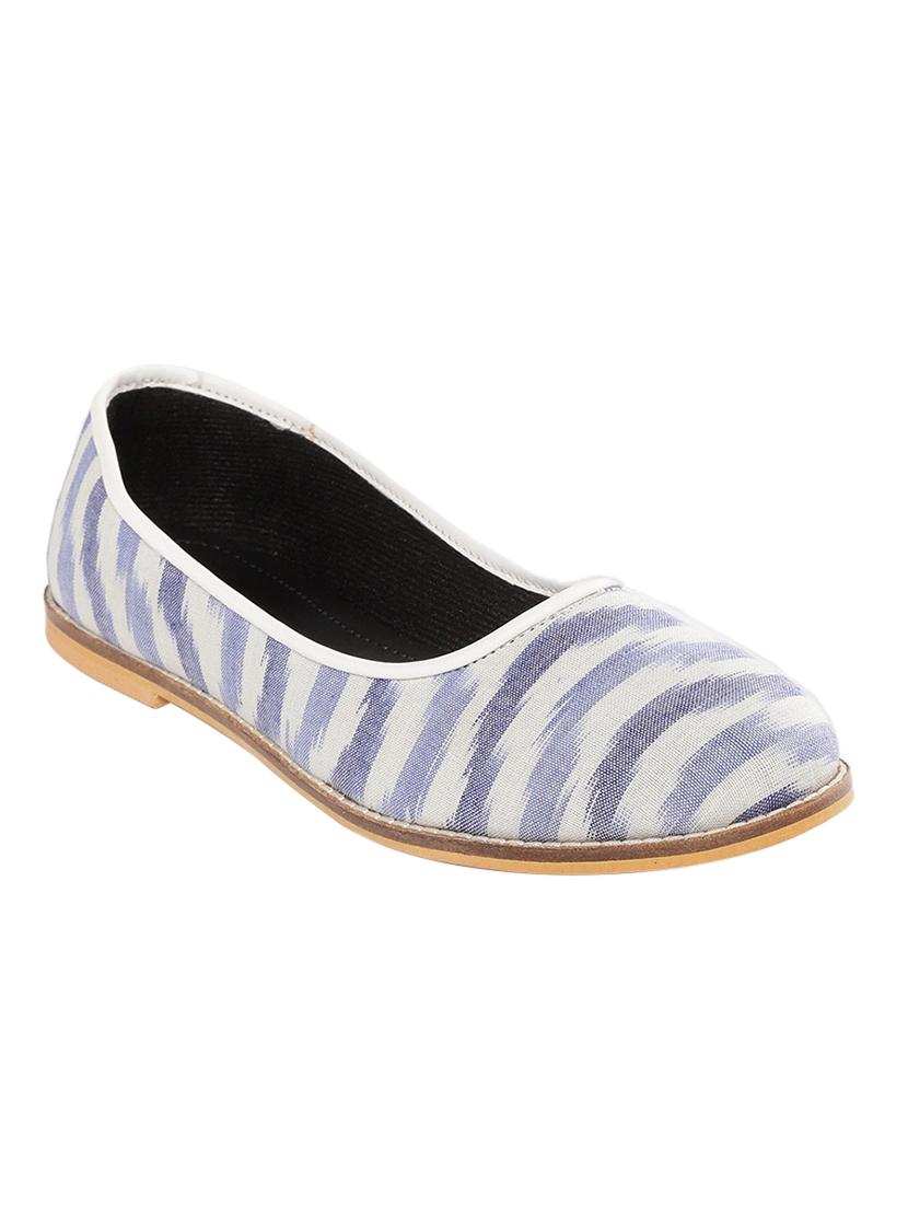 blue fabric slip on ballerina
