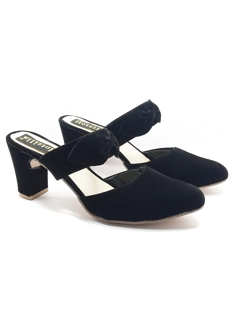 black synthetic slip on sandals - 18412176 - Standard Image - 2