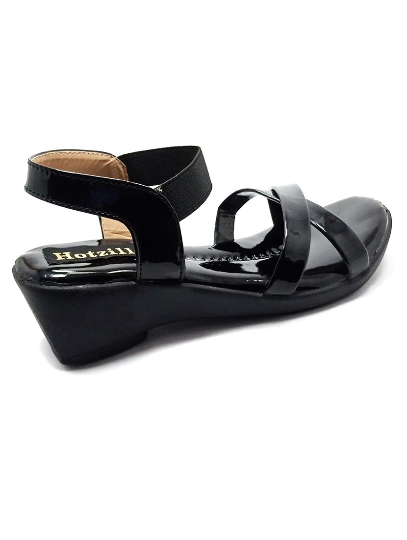 black synthetic ankle strap sandals - 18412182 - Standard Image - 2