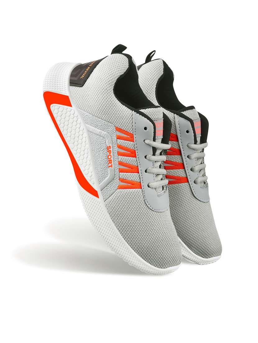 grey mesh laceup sports shoes - 18412527 -  Standard Image - 2