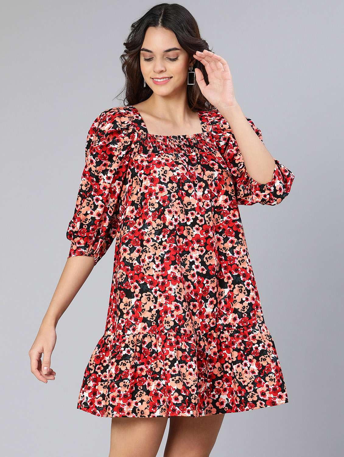 printed fit & flare dress - 18412917 - Standard Image - 2