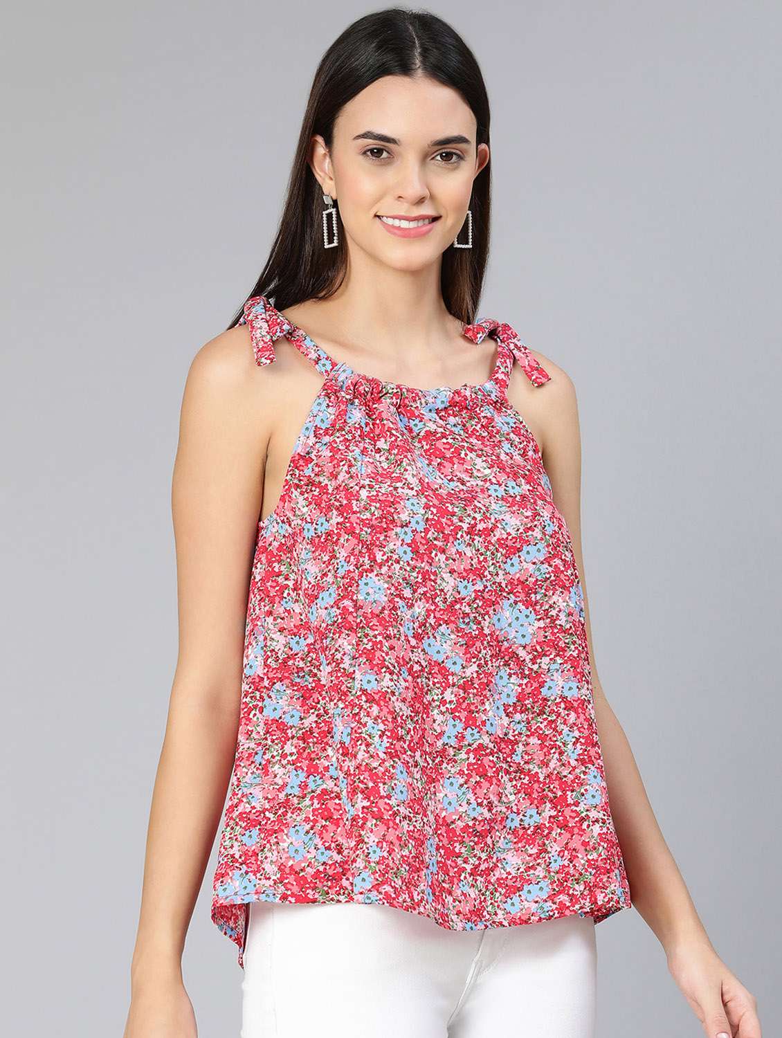 women's a line mandarin neck top - 18412950 - Standard Image - 2