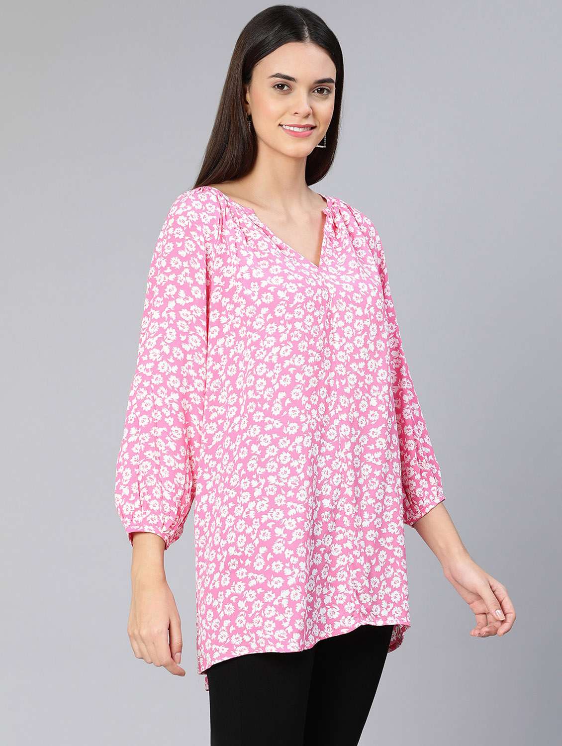 pink printed a line top - 18412952 - Standard Image - 2