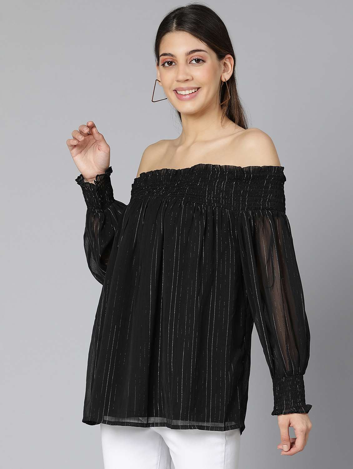 women's straight off shoulder top - 18412953 - Standard Image - 2