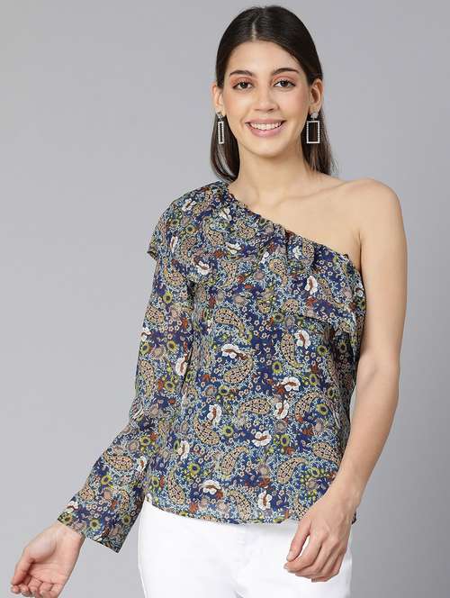women's straight single shoulder top - 18412954 - Standard Image - 0