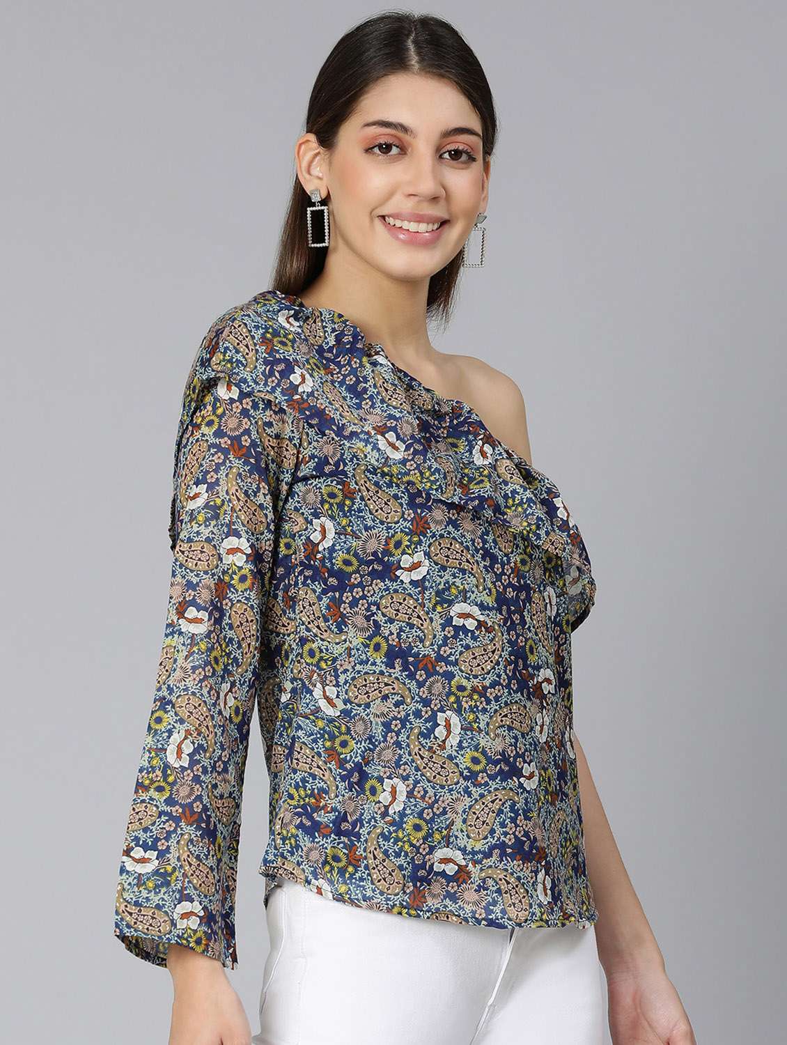 women's straight single shoulder top - 18412954 - Standard Image - 2