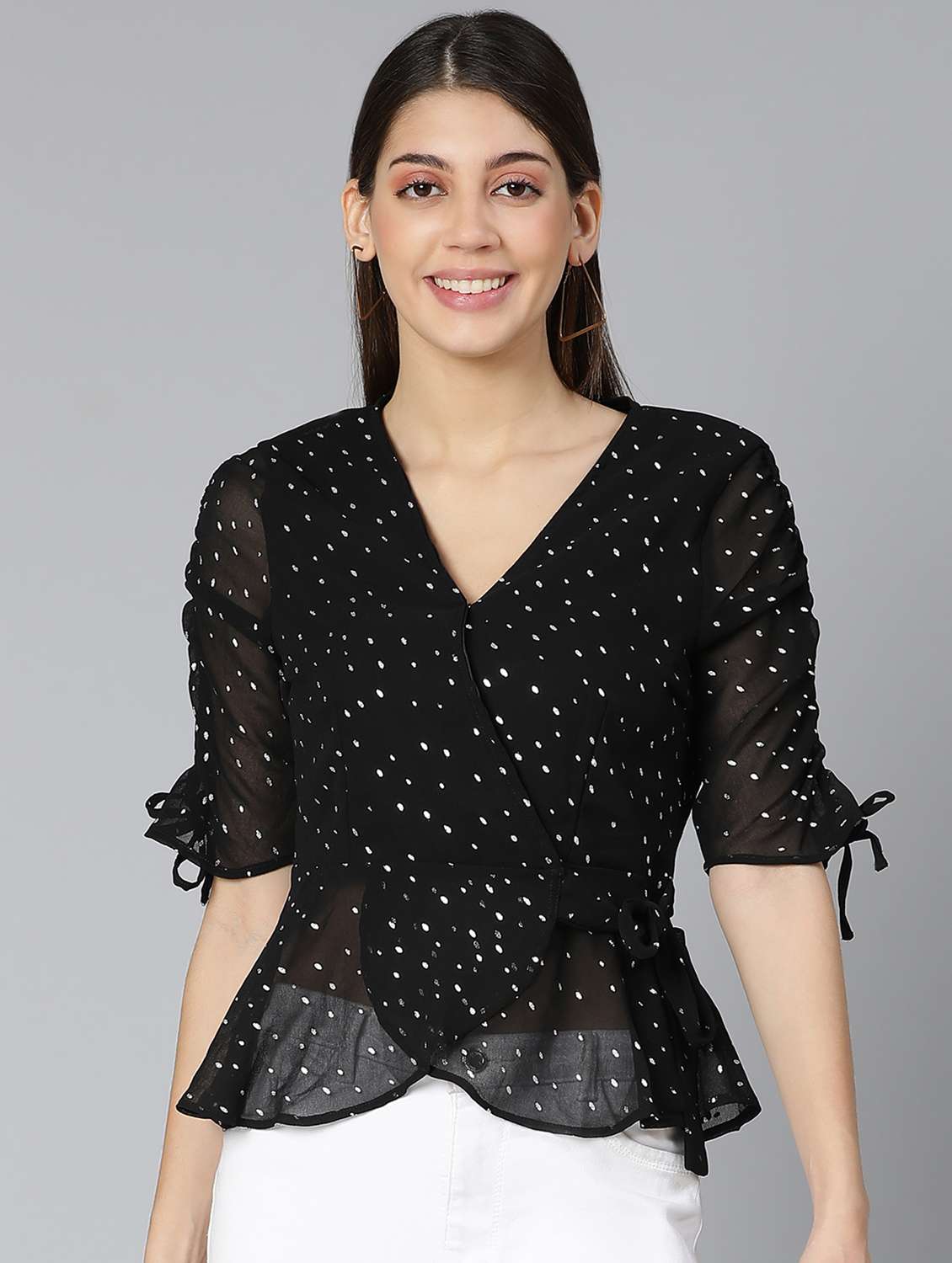 women's wrap v neck top