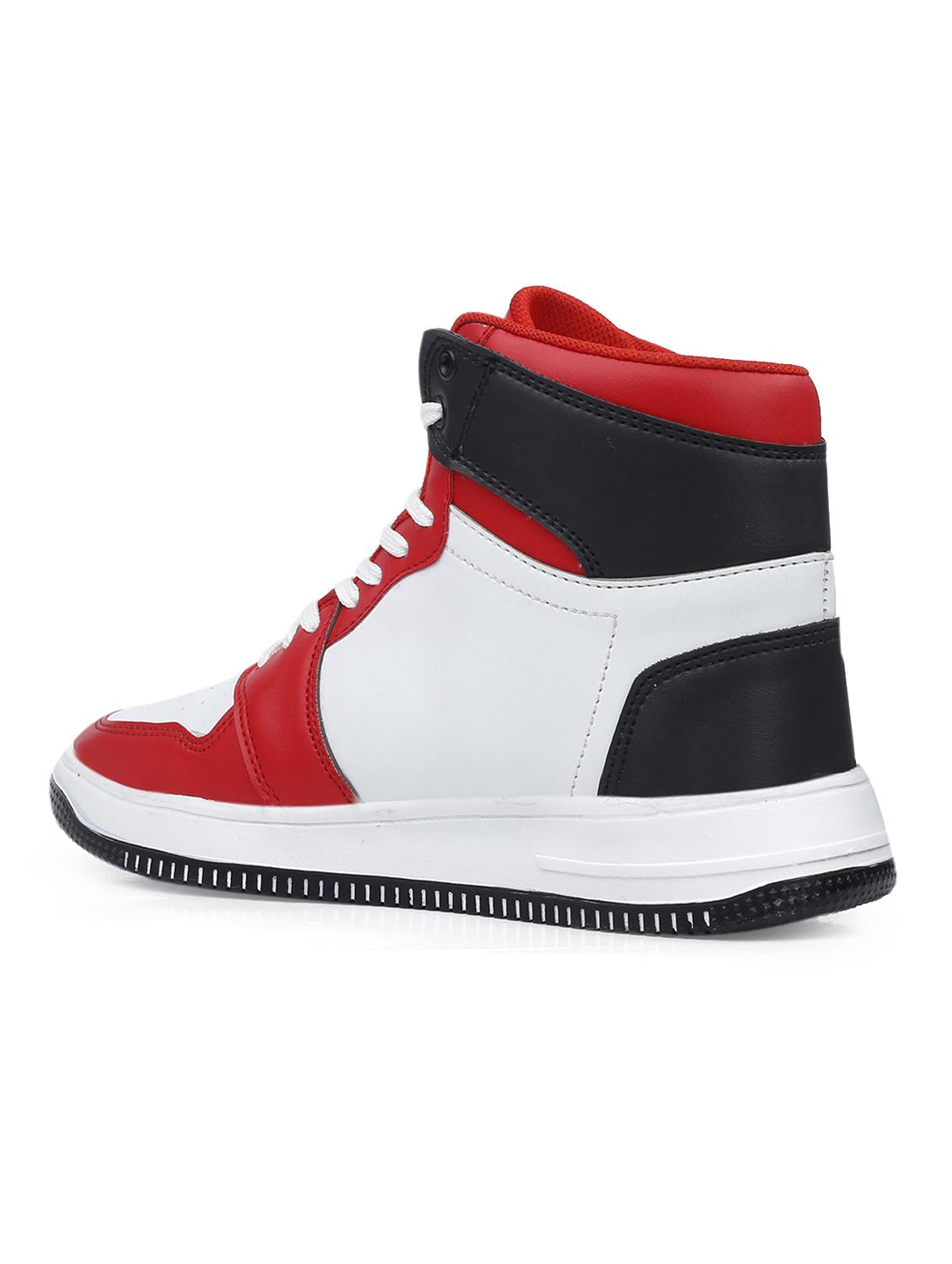 red pu lace up sneakers - 18413055 - Standard Image - 2