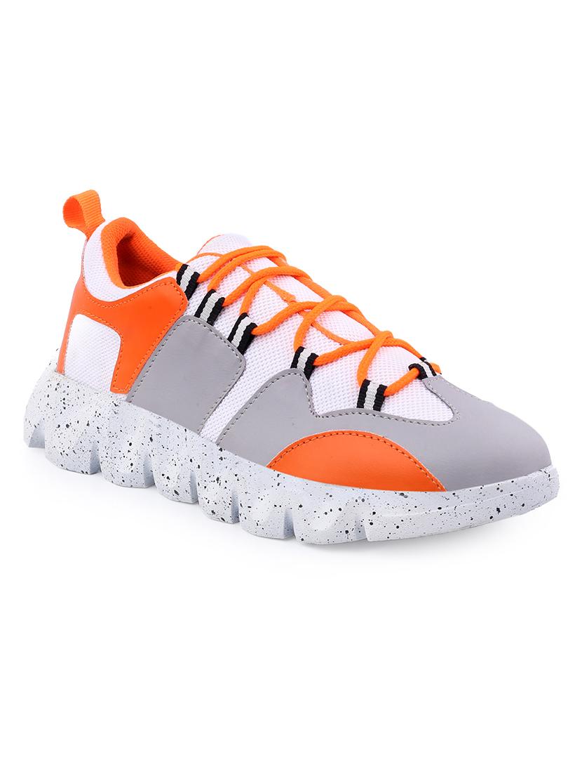 orange pu lace up sneakers - 18413060 -  Zoom Image - 0