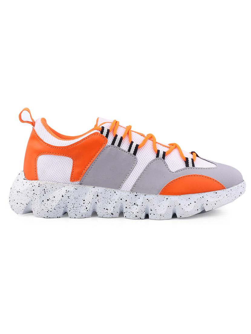 orange pu lace up sneakers - 18413060 - Standard Image - 2