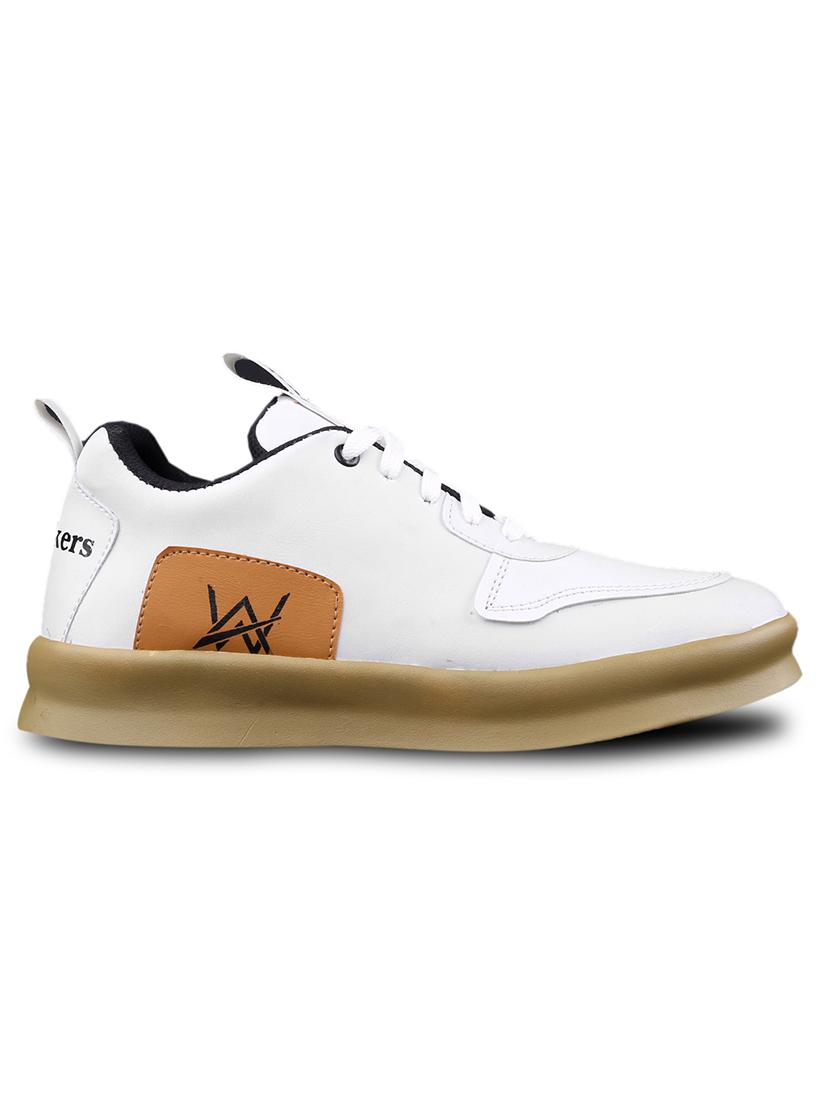 white pu lace up sneakers - 18413062 - Standard Image - 2