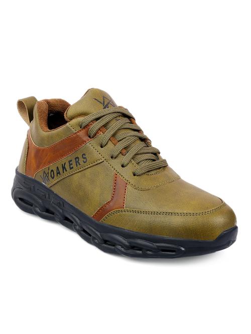 green pu lace up sneakers - 18413070 - Standard Image - 0