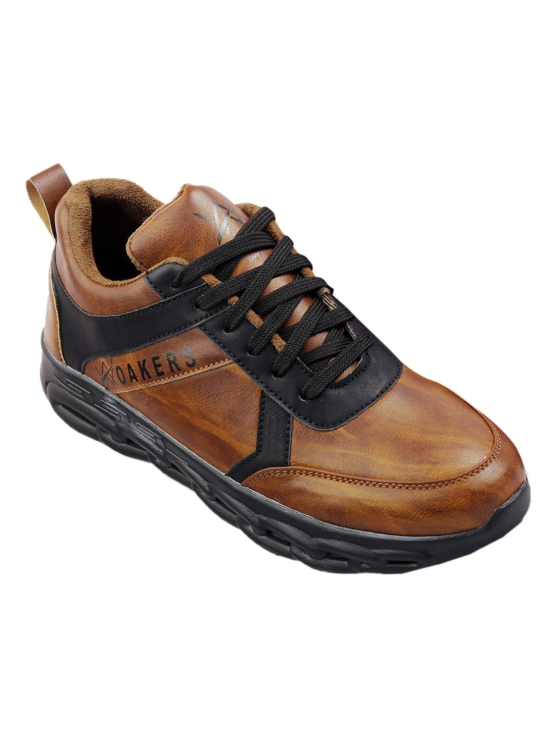 brown pu lace up sneakers - 18413071 - Zoom Image - 0