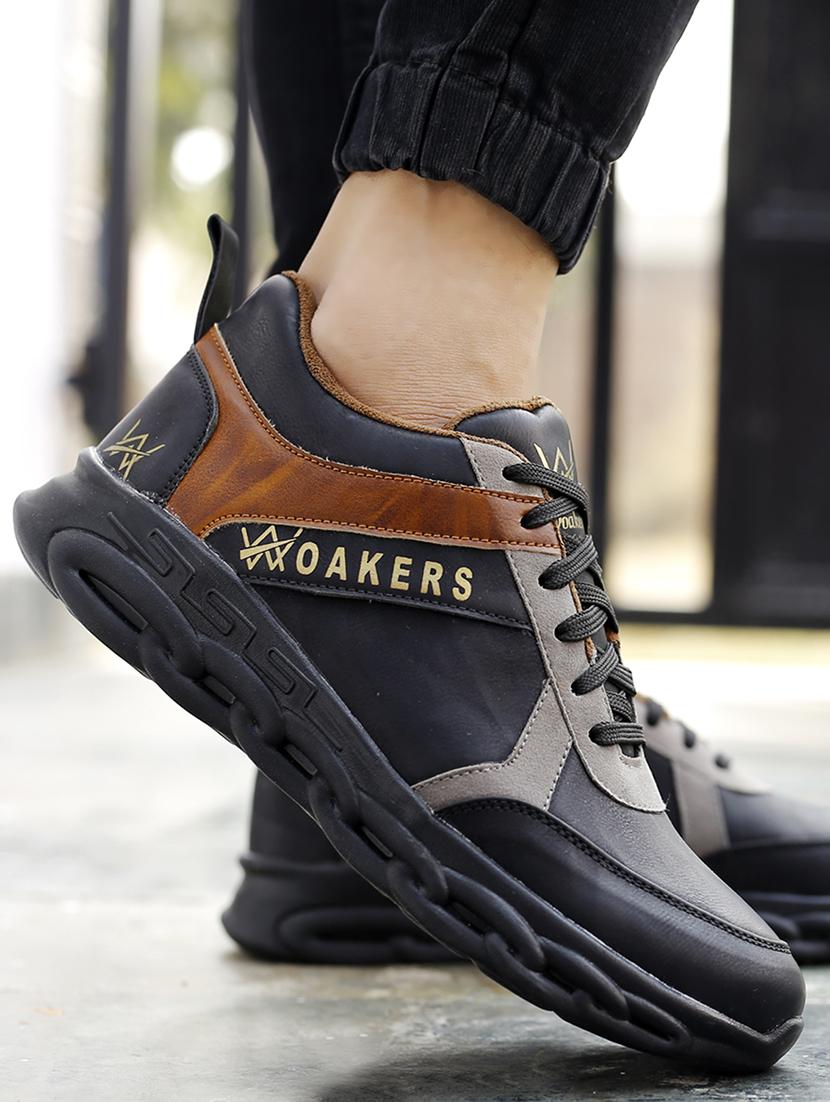 black pu lace up sneakers - 18413072 - Standard Image - 2