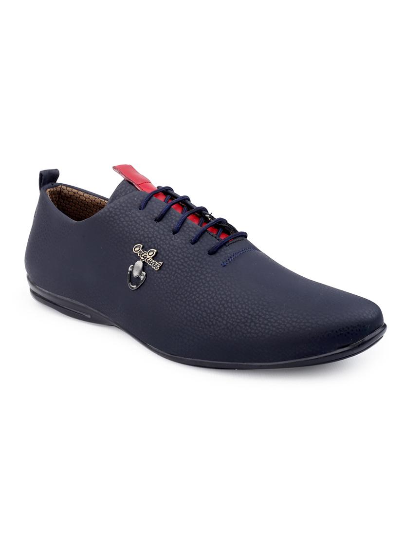 blue pu lace up sneakers - 18413085 -  Zoom Image - 0