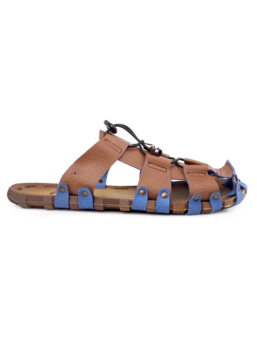 tan faux leather slip on flip flops - 18413117 - Standard Image - 2