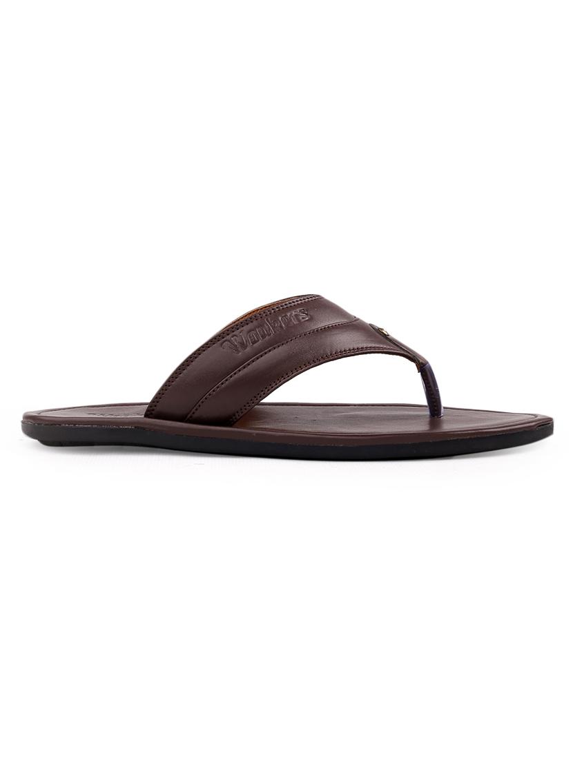 brown faux leather slip on flip flops - 18413122 - Standard Image - 2