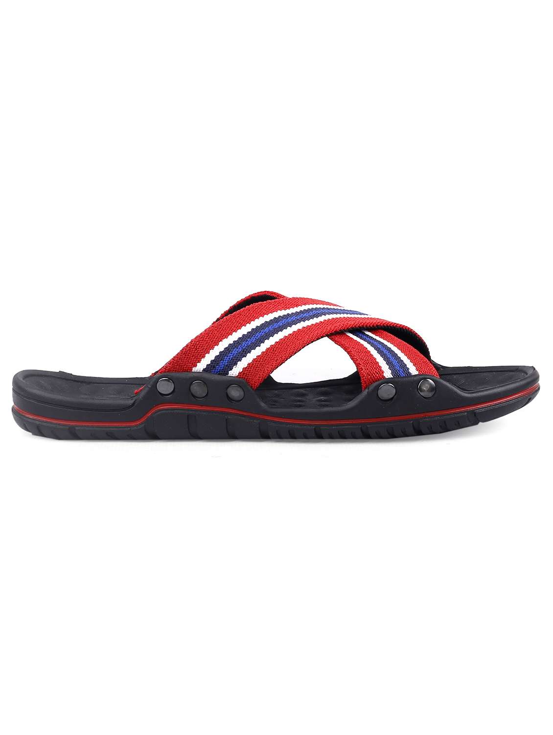 red faux leather slip on flip flops - 18413130 - Standard Image - 2