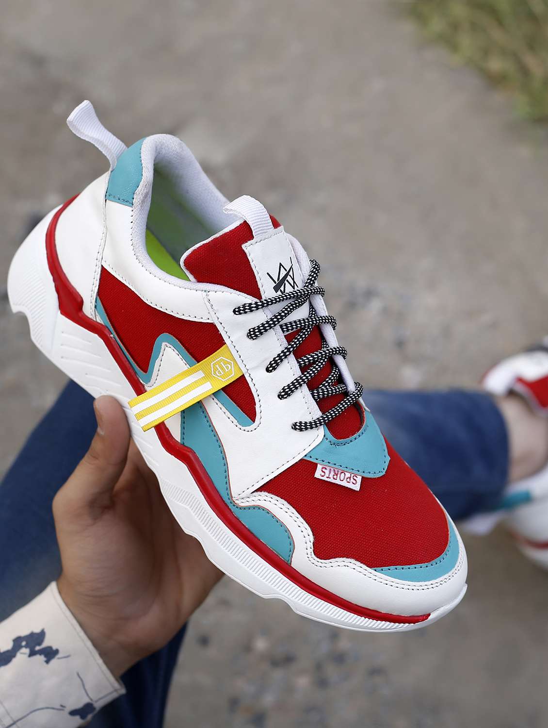red lace up sport shoe - 18413170 - Standard Image - 2