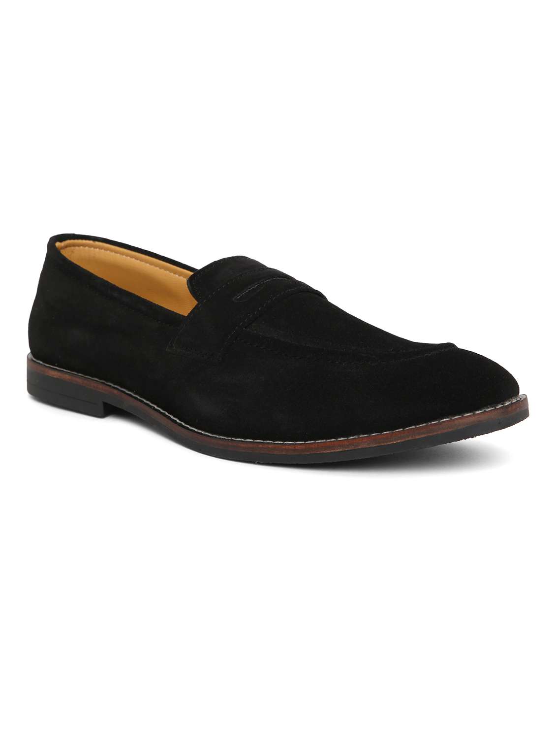 black suede slip on loafers